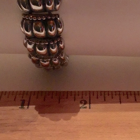 New Cuff Bracelet,gunmetal gray w/ gold tone bead accents 3/4”W & 8 1/2”around - Picture 3 of 5